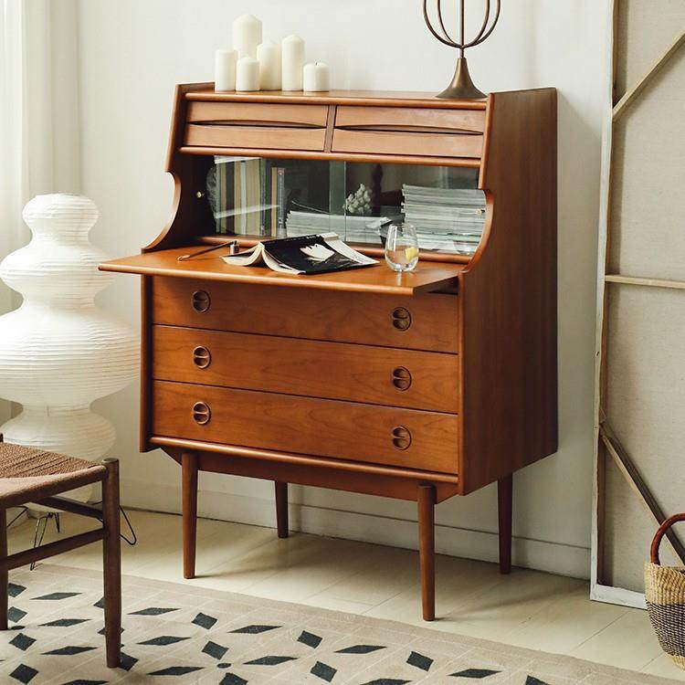 北欧实木梳妆台 家用小户型带抽屉收纳化妆桌卧室复古储物梳妆桌