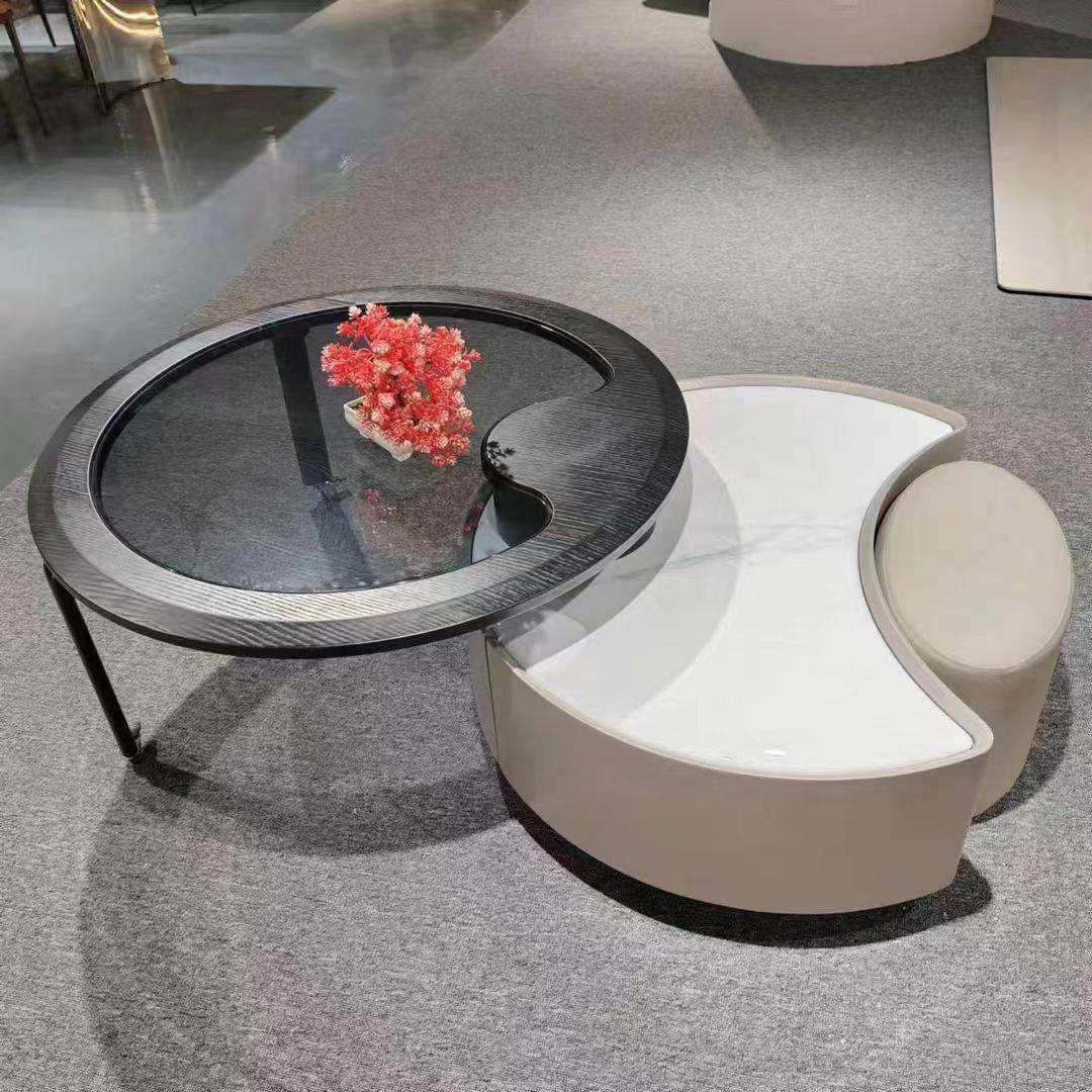 现代简约小户型家用玻璃木板茶几设计师款圆形旋转带储物茶几组合,鲜花速递/花卉仿真/绿植园艺,割草机/草坪机,淘宝优惠券,粉丝福利购,淘宝优惠卷