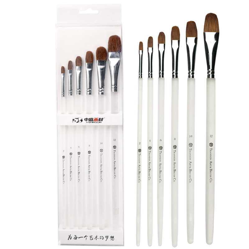 TRANSON/中盛 122透明磨砂杆狼毫水粉笔水粉套装笔油画笔美术成人