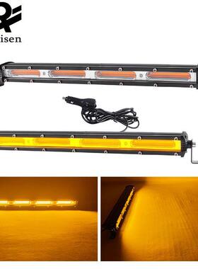 跨境LED汽车超薄爆闪灯前杠强光60W单排COB越野车改装射灯警示灯