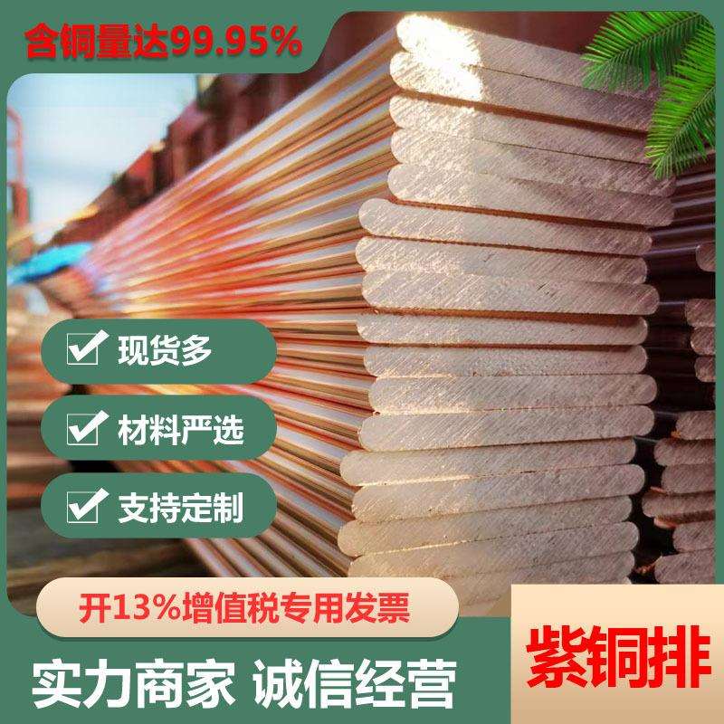 天津T2紫铜排价格 铜排现货T2接地排TMY紫铜排铜材 9孔接地汇流排