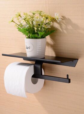 出口德国黑色304不锈钢双纸巾架 卫生间厕所卷纸架W手机纸架置物