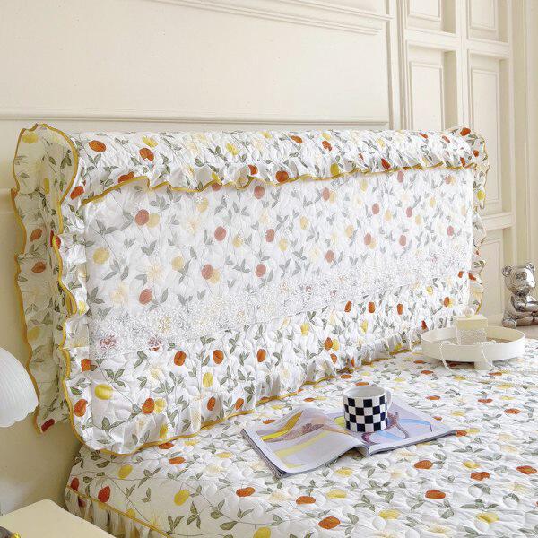 夹韩式新款风简约现代保护套防尘棉靠背软包全包床头套罩田园盖布