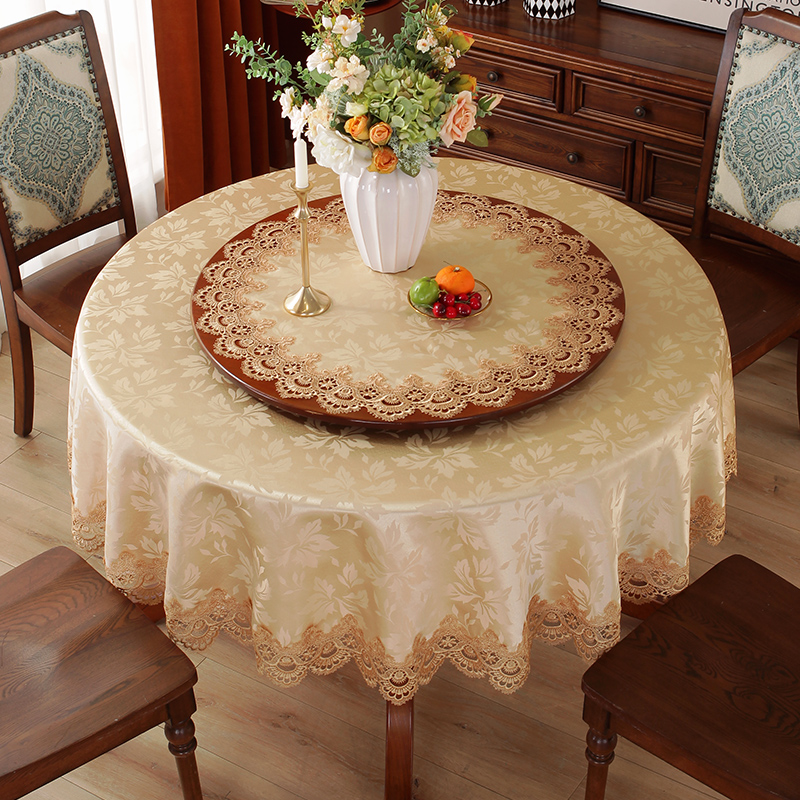 大圆桌桌布布艺高级感家r用圆形酒店2022网红圆桌布轻奢纯色餐桌
