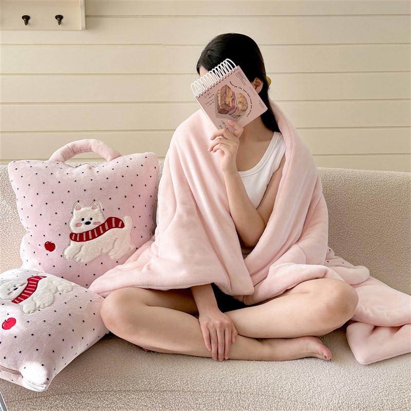 多功能抱枕被子两用加厚牛奶绒毯午睡办公K室枕头被汽车载靠枕折