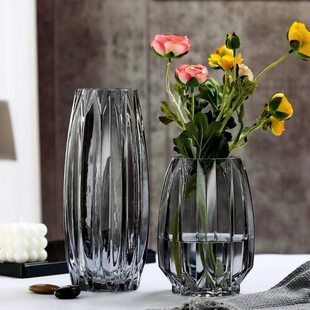 玄关餐桌卧室家居装饰摆件简约创意竖客厅玻璃花瓶插花水养棱