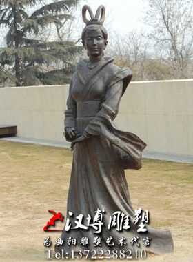 铜博物馆铜女玻璃钢人古代校园文化词人清雕像雕塑定做照李名雕仿