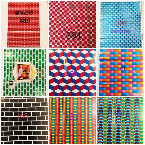 铜版纸花纸砖f瓦纸门窗纸墙纸灵屋灵房纸门纸红砖瓦五色花纸