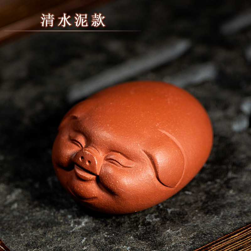 茶宠紫砂可养福气m小猪雕塑生肖猪泥塑茶玩茶盘家居装饰礼品摆件