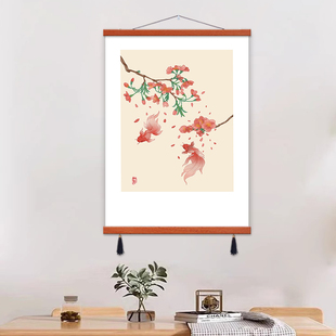 新中式荷花挂画国画客餐厅电表箱遮挡装饰茶室书房禅意壁画挂轴