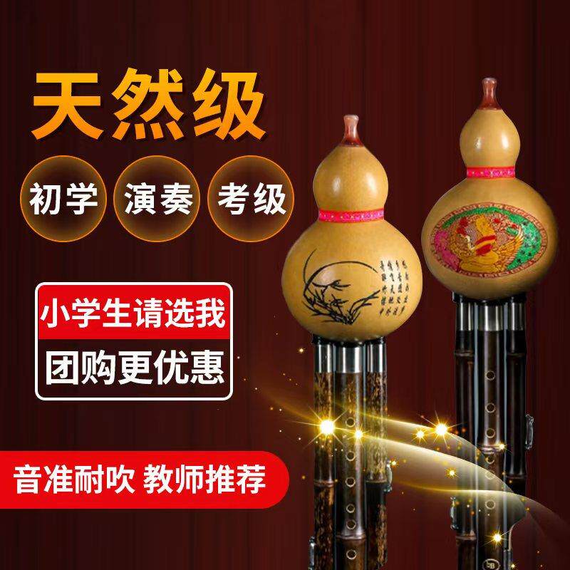 天然七孔三音紫竹金丝楠竹小学生葫芦丝乐器A调降B调C调D调G调F调