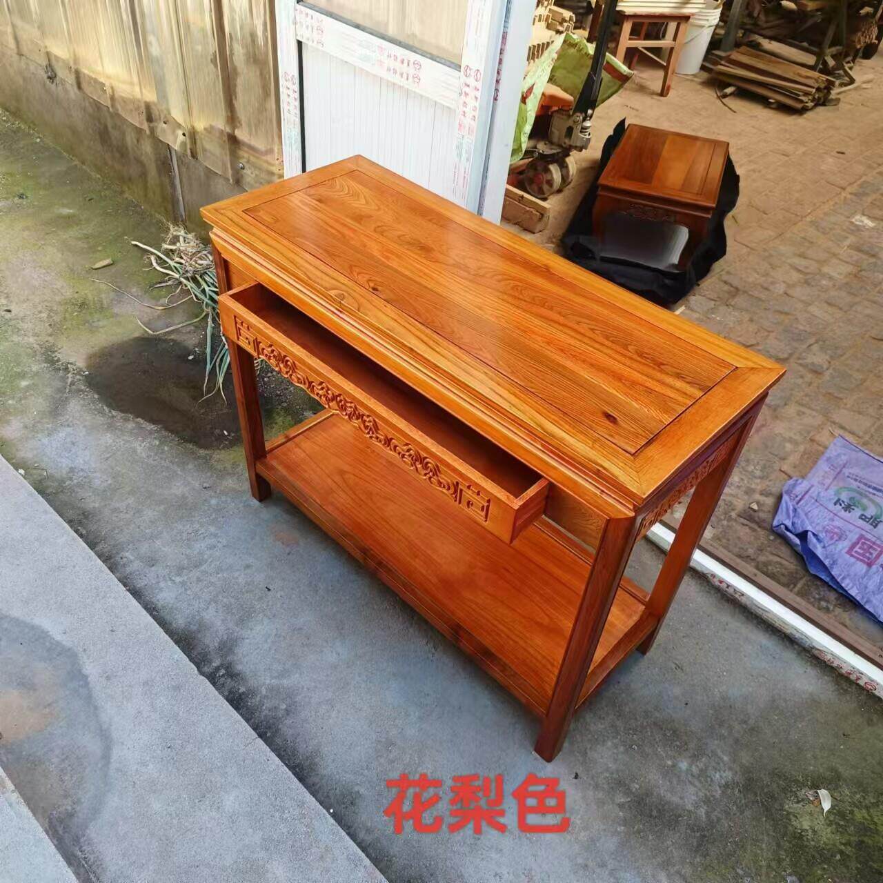客厅实木小茶几中式迷你小方桌沙发侧边几角几置物架带抽屉鱼缸架