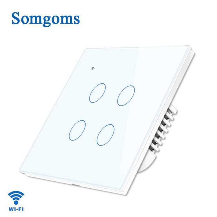 WIFI触摸智能墙壁开关 语音手机APP远程控制墙壁开关4开爆款