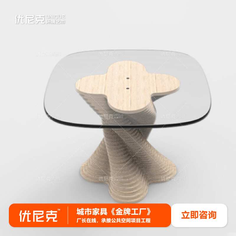 实木切片网红迷你茶几桌别墅公寓民宿酒店售楼处写字楼公园茶几
