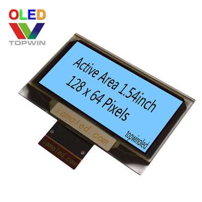 1.54英寸OLED屏接插方式UG-2864KSYMG02工控黑底蓝字蓝色光短排线