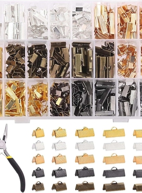 Rustark 701Pcs 5 Colors Ribbon Clamp Ends for Jewelry Making