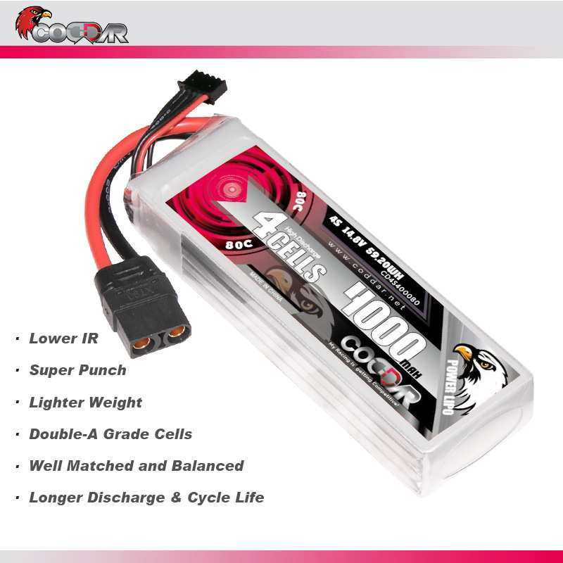 CODDAR鹰氪 4000MAH 4S 14.8V 80C 船模RC车模 航模固定翼锂电池
