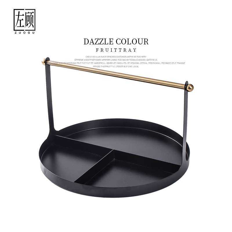 新中式现代简约轻奢圆形茶几托盘茶盘软装饰品收纳盘摆件客厅摆台