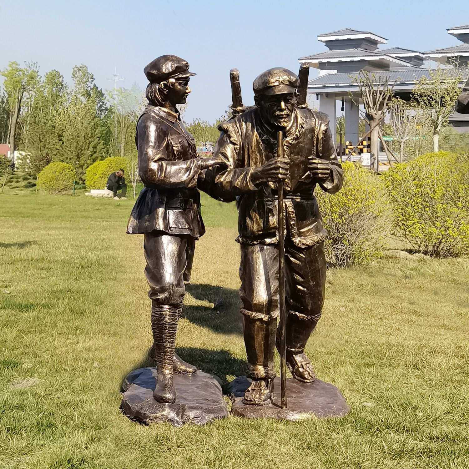 玻璃钢人物雕塑定制展馆浮雕民俗校园人物肖像网红仿铸铜摆件