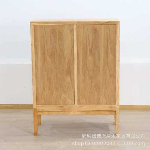 侘寂风老榆木餐边柜客厅老门板玄关柜落地装饰收纳柜抽屉式斗柜