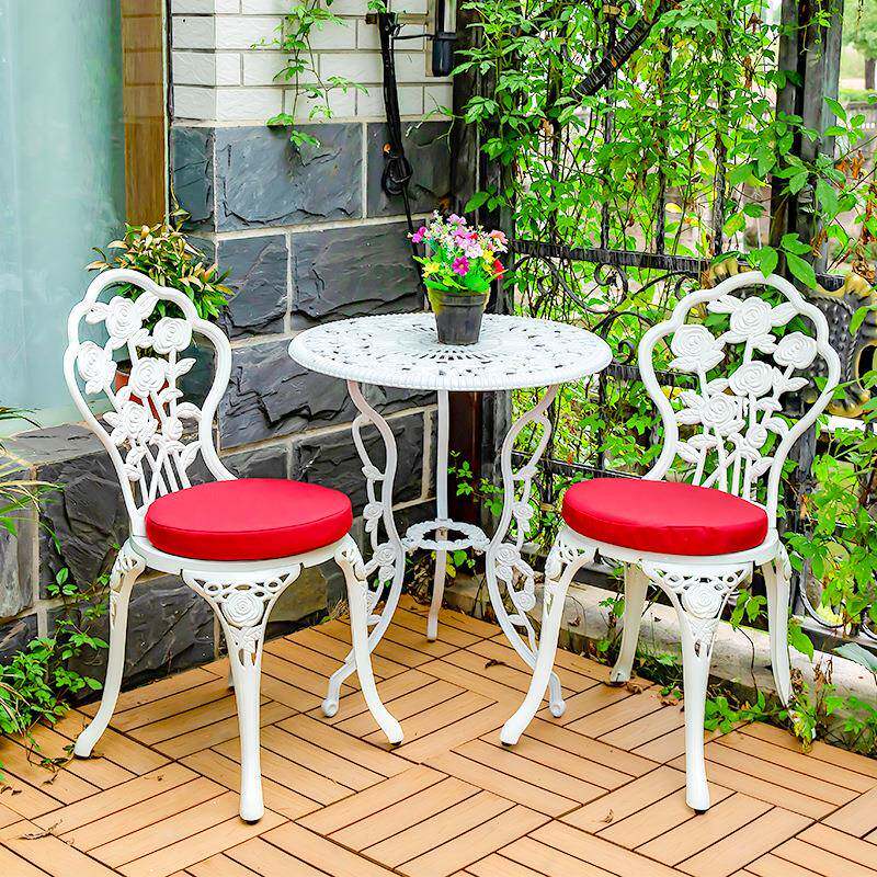 户外家具 桌椅组合三件套 铁艺桌椅休闲家具花园庭院铸铝阳台桌椅