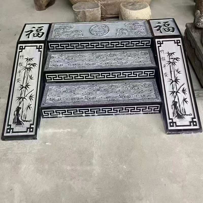 石雕花岗岩台阶踏步石庭院青石门槛石汉白玉铺路石仿古踏步过门石