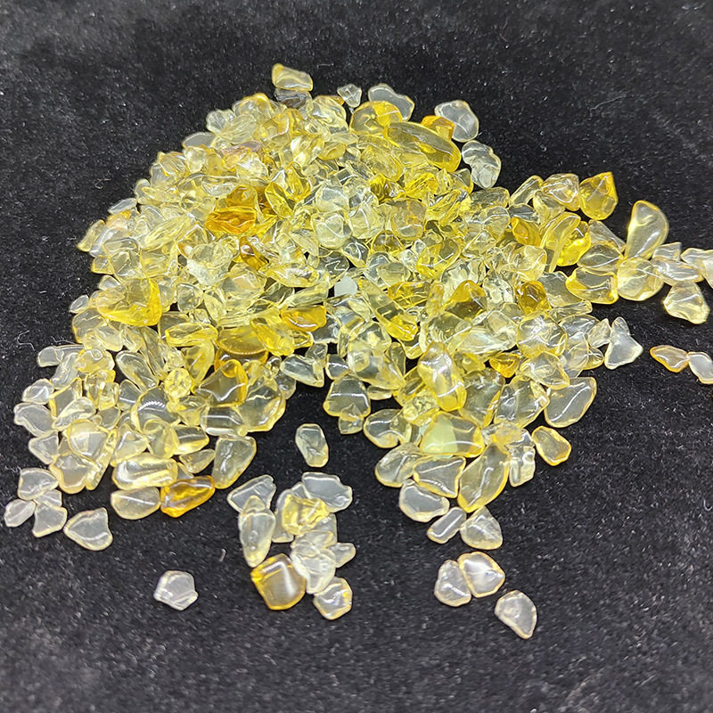 黄水晶小碎石装饰品水晶石头黄水晶碎块黄色散装水晶颗粒摆件