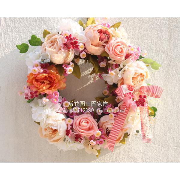 高档欧式仿真花装饰花环婚礼花环别墅装饰挂饰门饰婚庆装饰花环A