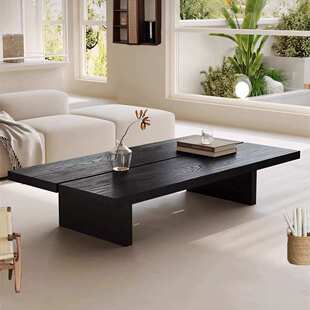 侘寂风实木茶几碳化黑复古客厅阳台茶桌咖啡厅民宿榻榻米矮桌茶桌