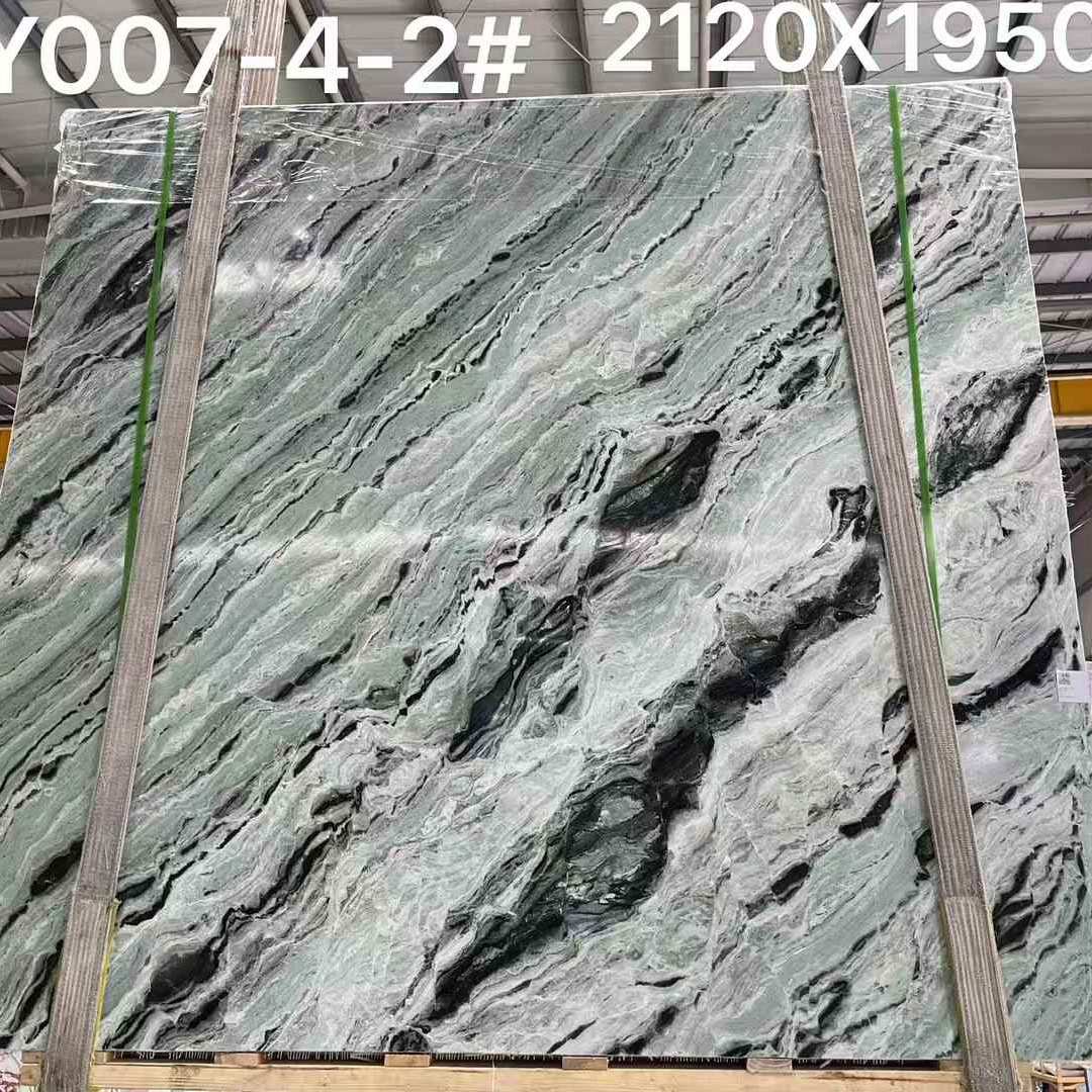 天然奢石餐桌云中翡翠大理石桌面訂製天然石材奢石背景墙别墅装修