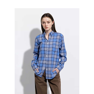 BM格子衬衫女2026新款中长款美式复古百搭宽松慵懒风长袖衬衣外套