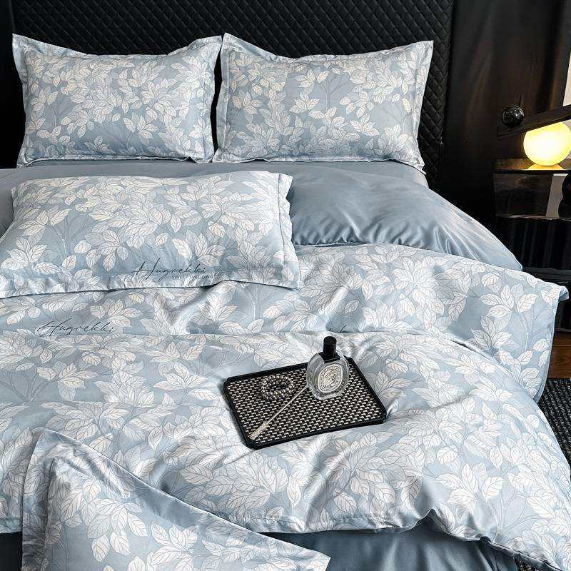2025轻奢水洗天丝印花四件套水洗真丝床单被套家用床上四件套