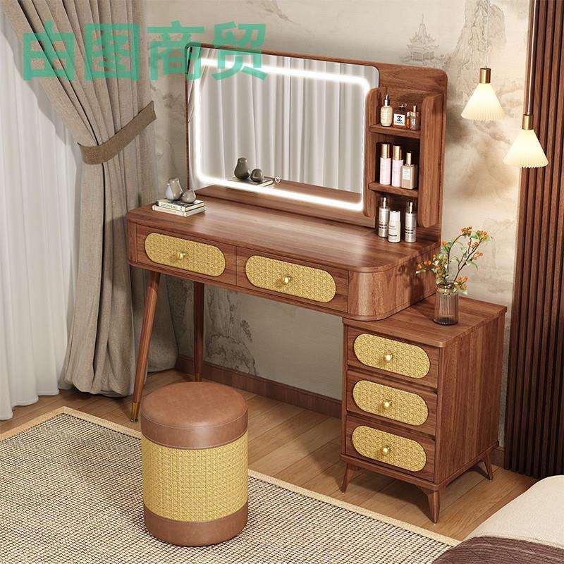 jF7中古风梳妆台卧室现代简约2024新款主卧小型化妆桌斗柜收纳