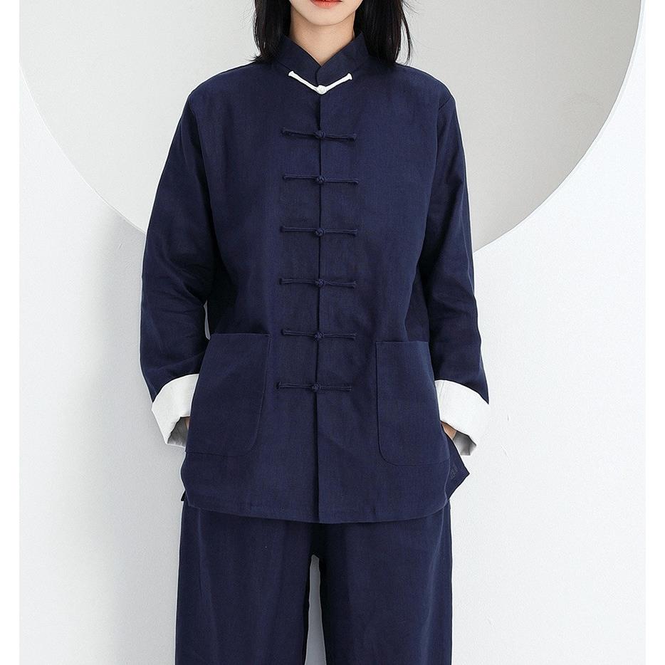 2025款亚麻太极服女春秋冬季武术服男太极拳练功服八段锦表演