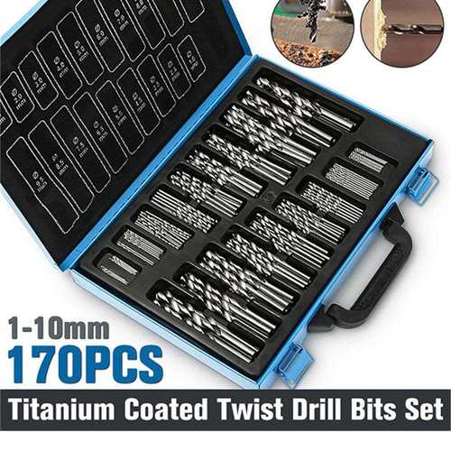 银色170件套高速钢麻花钻铁盒装钻头套钻钢铁钻孔钻头冲击钻