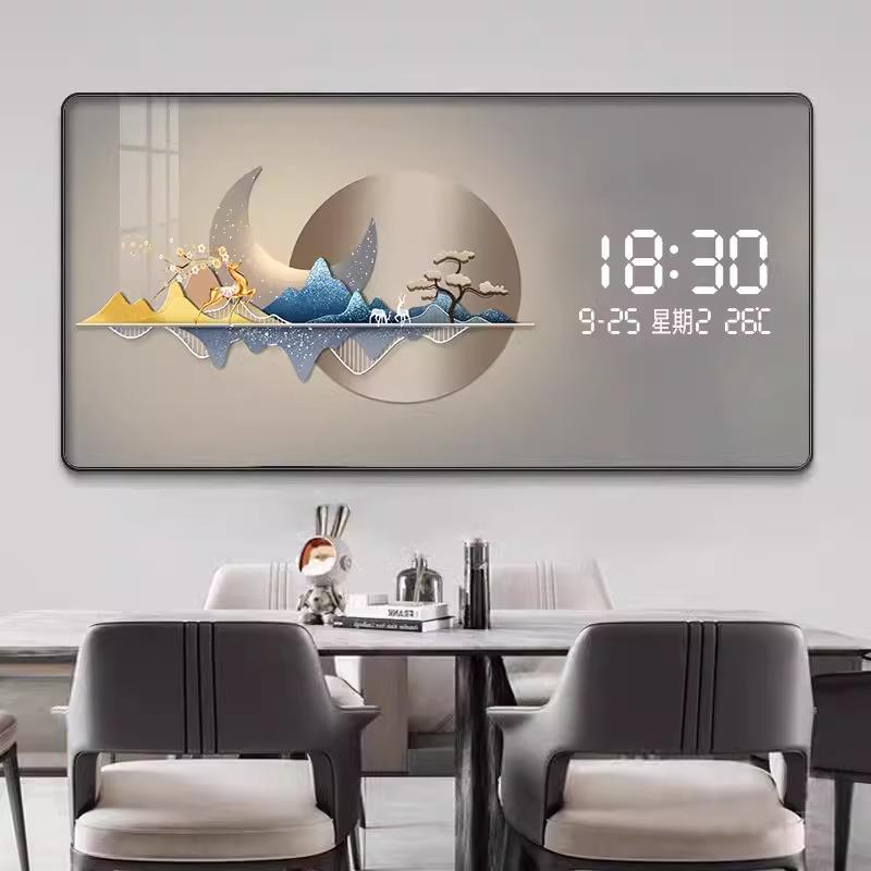 现代轻奢数显LED灯万年历电子钟表挂画客厅餐厅新款超实用装饰画