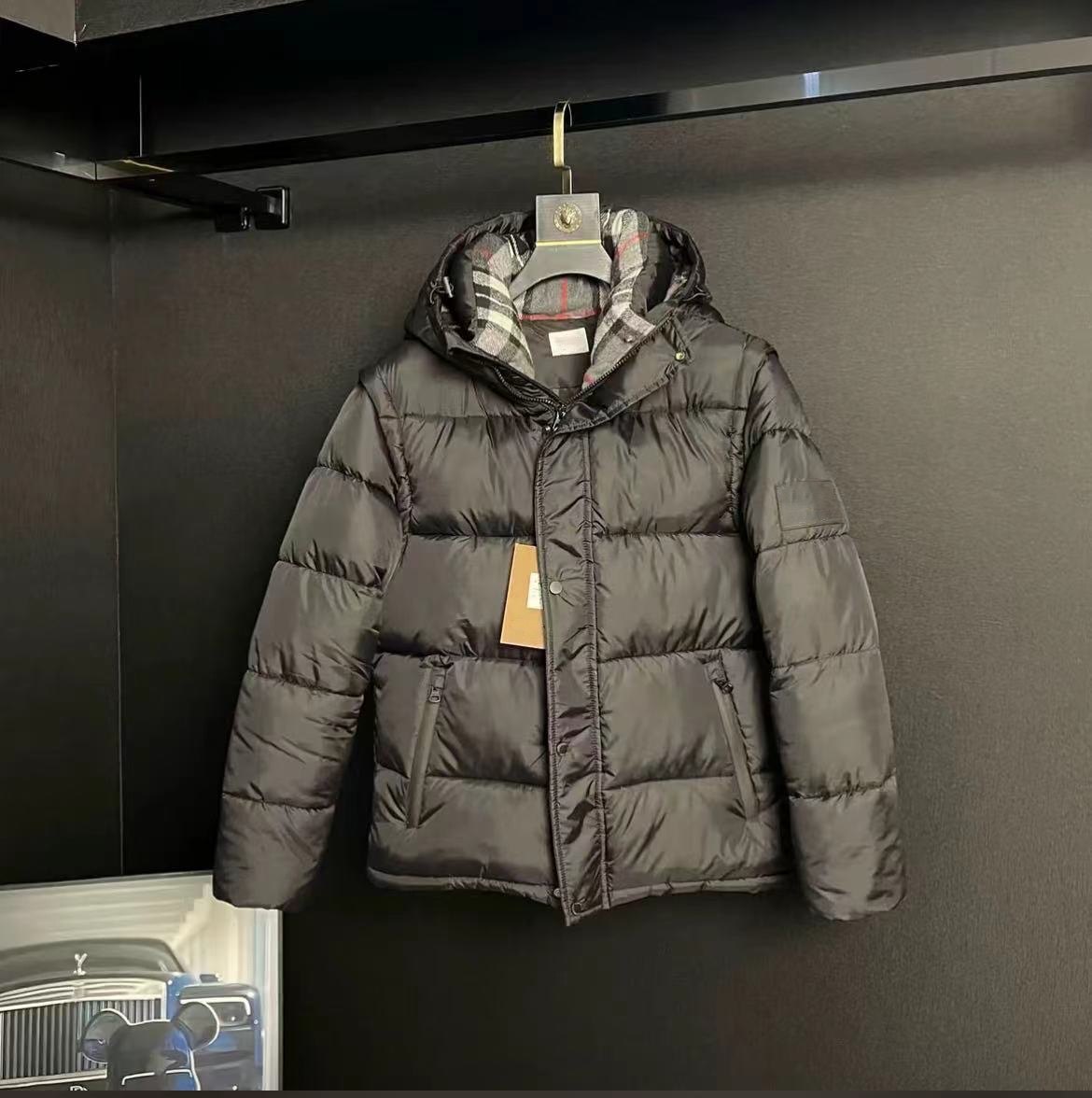 thumbnail for Disassemble the sleeve plaid winter cotton waterproof leather label men's version of men's and women's vest hooded trendy brand