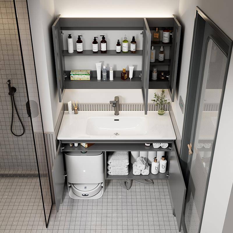 陶瓷一体盆浴室柜78CM88厘米98/108/118扫地机器人基站洗漱台