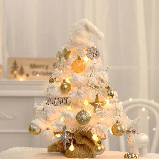 桌面迷你植绒圣诞树套装4560cm粉色送灯christmastree圣诞节装饰