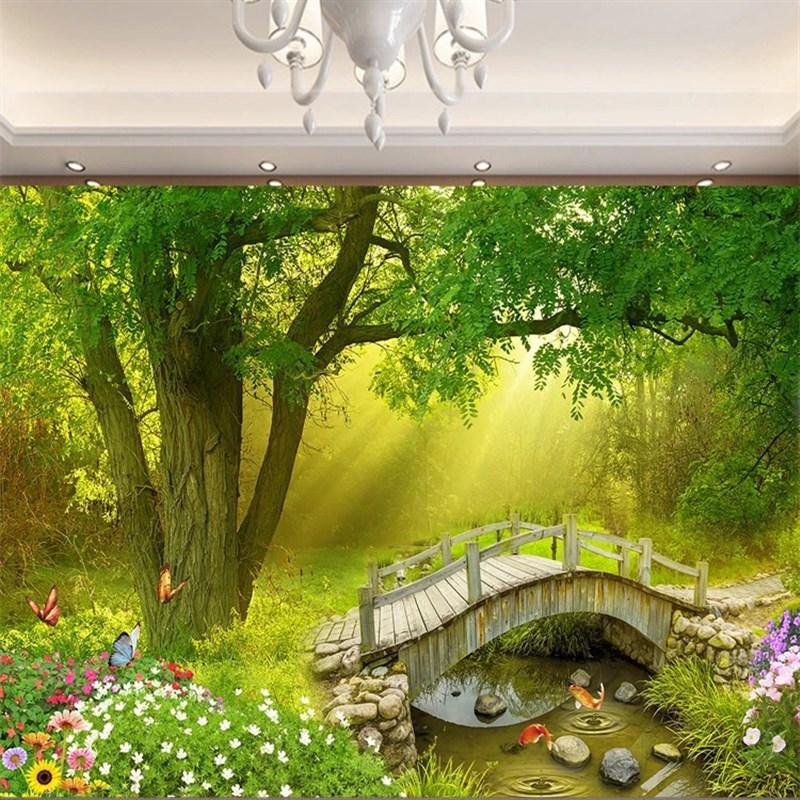 餐厅3d壁布壁画j电视背景墙客厅卧室墙纸网红大气森林2024新款墙