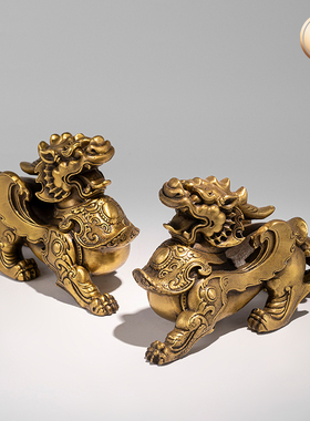 霸气全铜a貔貅摆件招财老板办公室桌面客厅装饰高档乔迁开业礼物