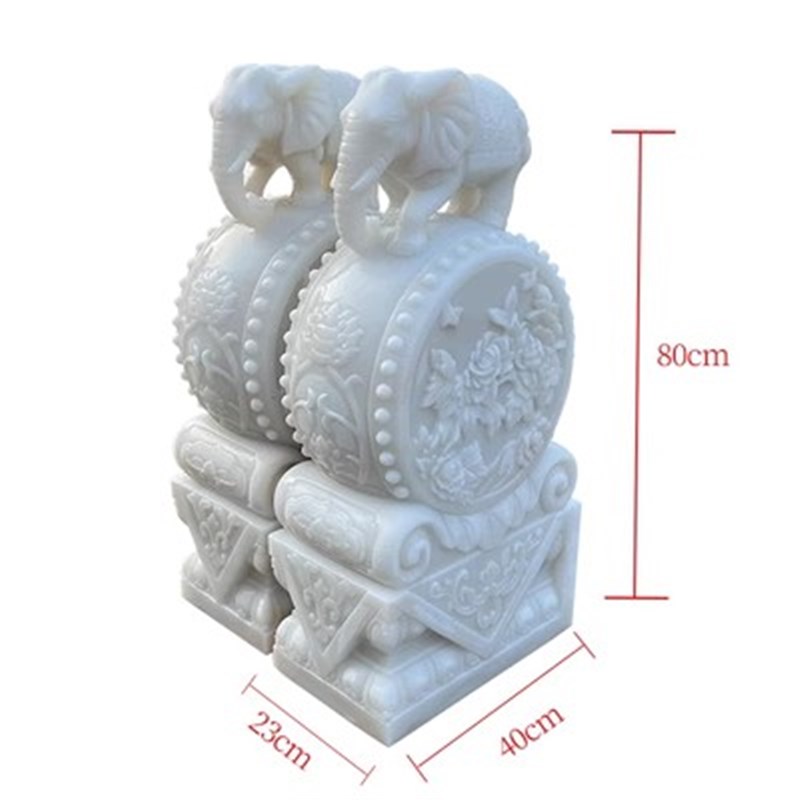 黑龙江门墩汉白玉象麒p麟石墩青石仿古庭院门鼓一对做旧抱鼓石定