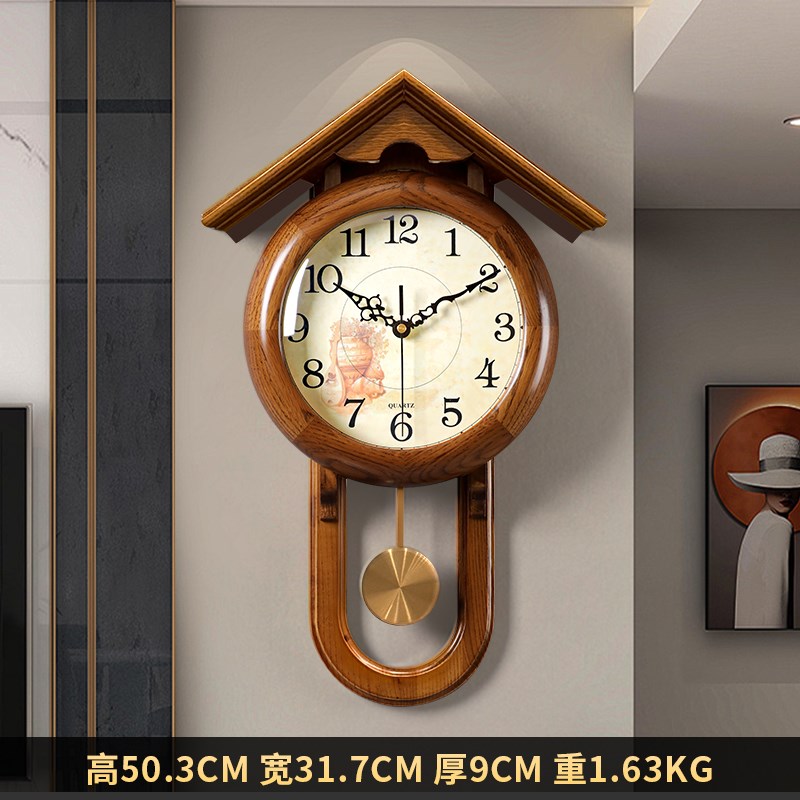 实木高端挂c钟客厅2024新款挂表家用大气新中式复古高级感挂墙钟