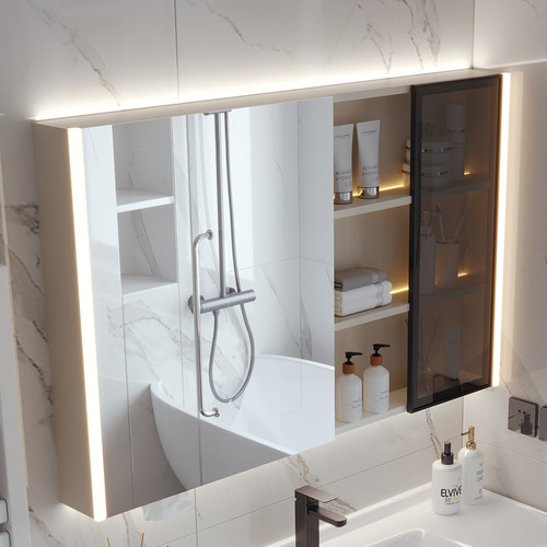 智能感应镜柜挂墙l式卫生间单独美妆收纳置物柜浴室收纳柜除雾镜