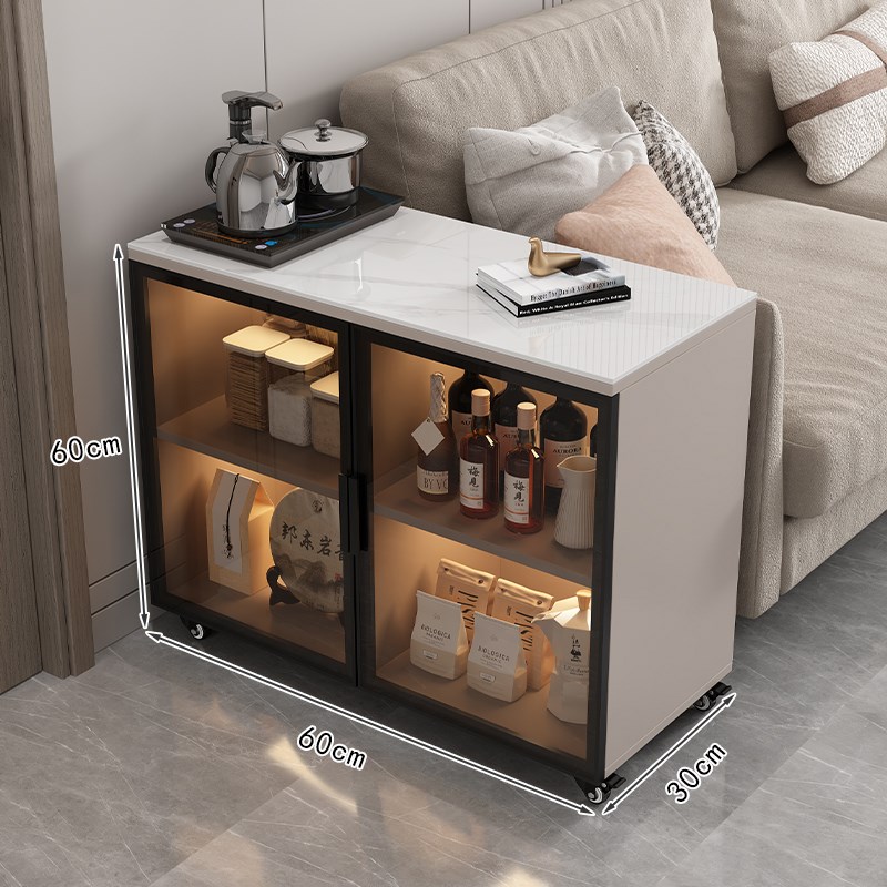 岩板沙发边柜侧边柜简约客厅w家用边几可移动轻奢茶几储物柜茶水