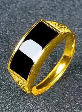 抖音爆款和田玉h戒指碧玉男女霸气时尚潮流开口可调节仿绿玉髓指