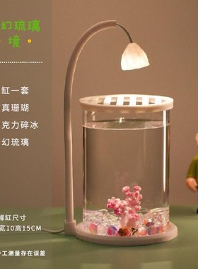 鱼缸网红斗鱼专用超白小型玻璃缸客厅桌面创意P摆件高级生态观赏