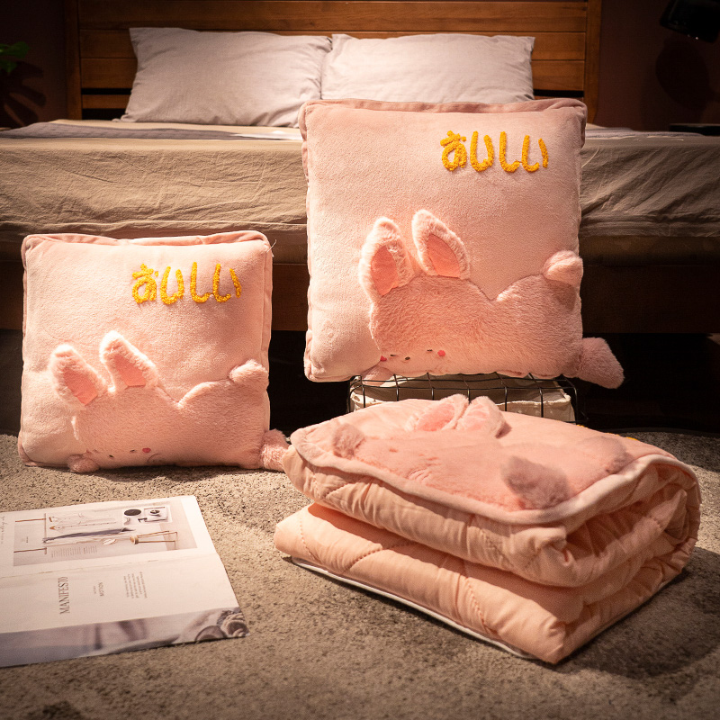 抱枕被子两用折h叠小毛毯子二合一办公室午睡枕头汽车靠枕车内靠