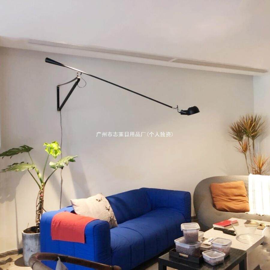 布线折叠带插头伸缩阅读灯免艺术长杆卧室摇臂旋转灯客厅床头壁灯