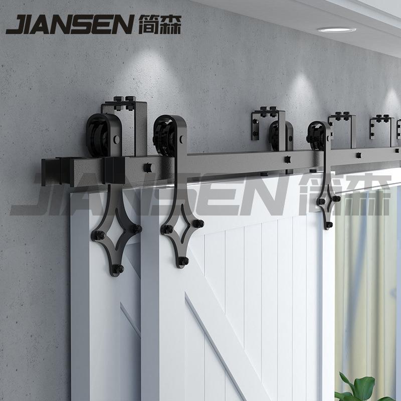 美式谷仓门吊轨菱形双轨双门bypass重叠门折叠门轨道全套五金配件